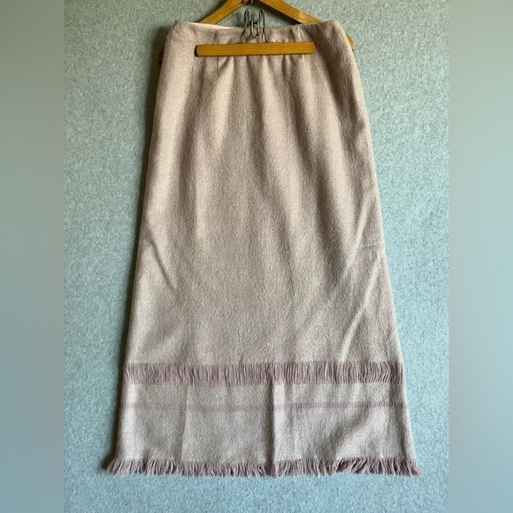 Anne Klein Skirt Womens Maxi Size 8 Light Pink Western Wool Mohair Fringe Nwt - Picture 1 of 7